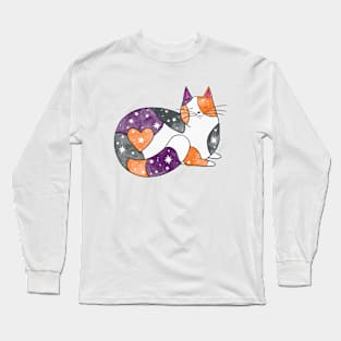 Halloween Calico Cat with Stars Long Sleeve T-Shirt